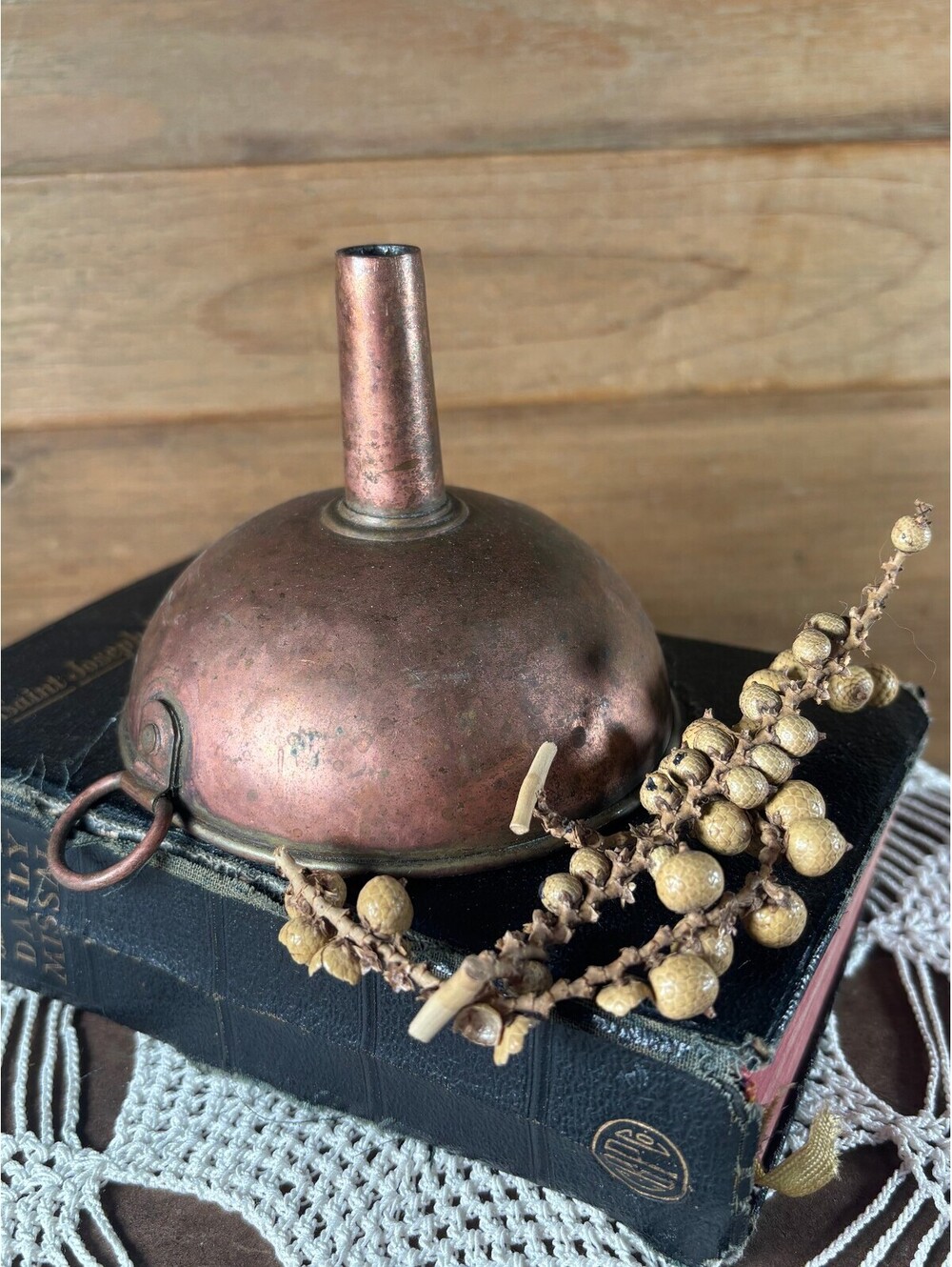 Antique Copper Funnel with Hanging Ring